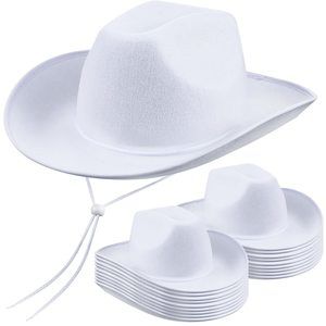 18 Pack White Cowboy Hats Bulk Western Plain Cowboy Hats Cowboy Hat With🥰